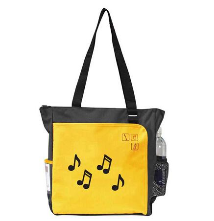 Zipper Closure Two Tone Large Tote Bags